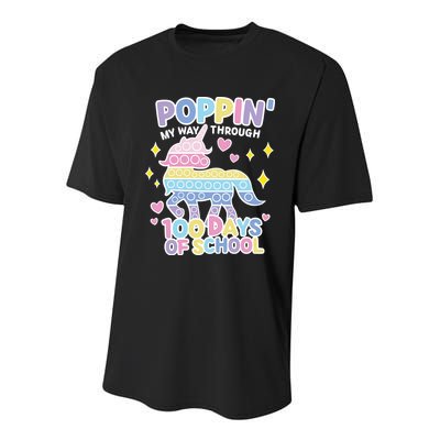 Poppin' My Way Through 100 Days Of School Rainbow Unicorn Fidget Toy Youth Performance Sprint T-Shirt