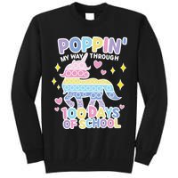 Poppin' My Way Through 100 Days Of School Rainbow Unicorn Fidget Toy Tall Sweatshirt