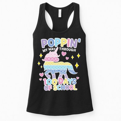 Poppin' My Way Through 100 Days Of School Rainbow Unicorn Fidget Toy Womens Tank Top