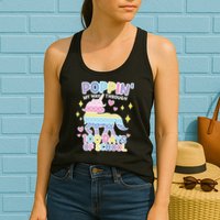 Poppin' My Way Through 100 Days Of School Rainbow Unicorn Fidget Toy Womens Tank Top