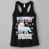 Poppin' My Way Through 100 Days Of School Rainbow Unicorn Fidget Toy Womens Tank Top