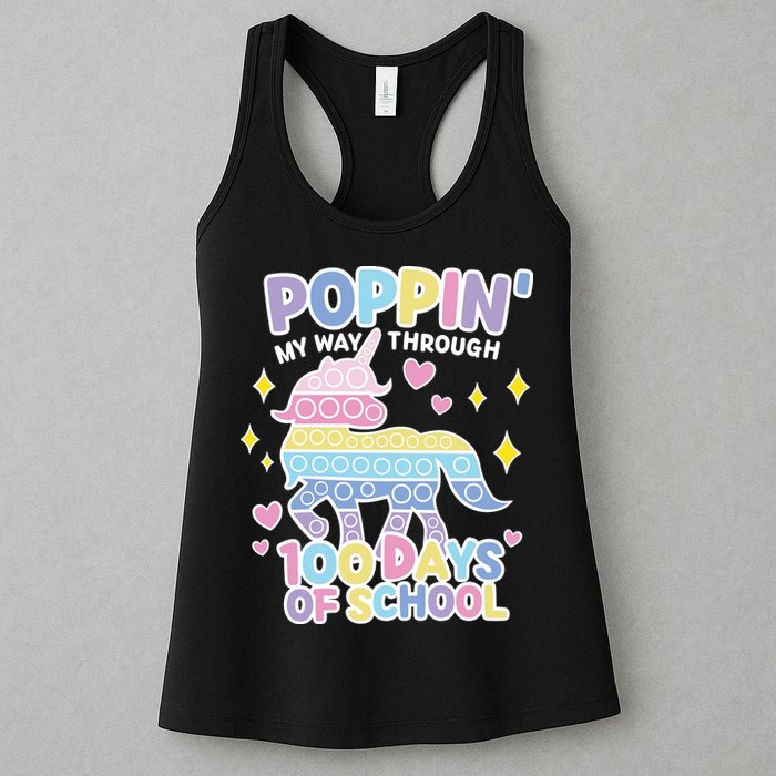 Poppin' My Way Through 100 Days Of School Rainbow Unicorn Fidget Toy Womens Tank Top