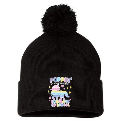 Poppin' My Way Through 100 Days Of School Rainbow Unicorn Fidget Toy Pom Pom 12in Knit Beanie