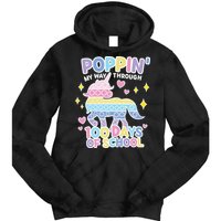 Poppin' My Way Through 100 Days Of School Rainbow Unicorn Fidget Toy Tie Dye Hoodie