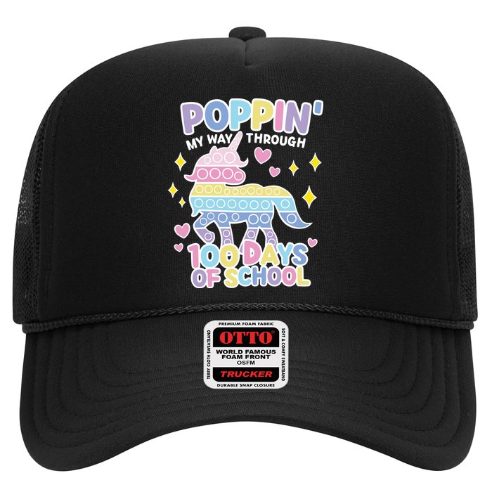 Poppin' My Way Through 100 Days Of School Rainbow Unicorn Fidget Toy Trucker Hat