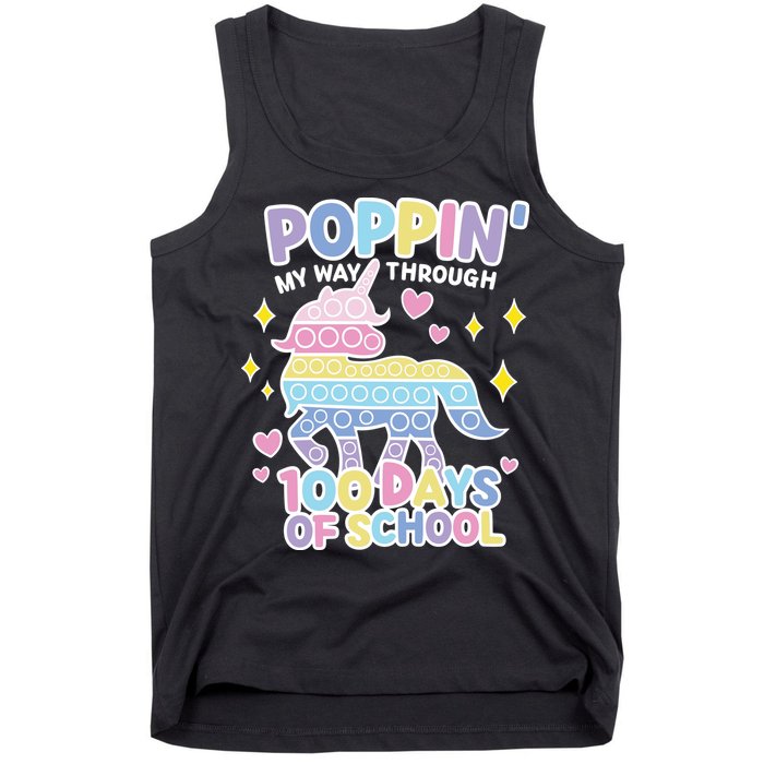 Poppin' My Way Through 100 Days Of School Rainbow Unicorn Fidget Toy Tank Top