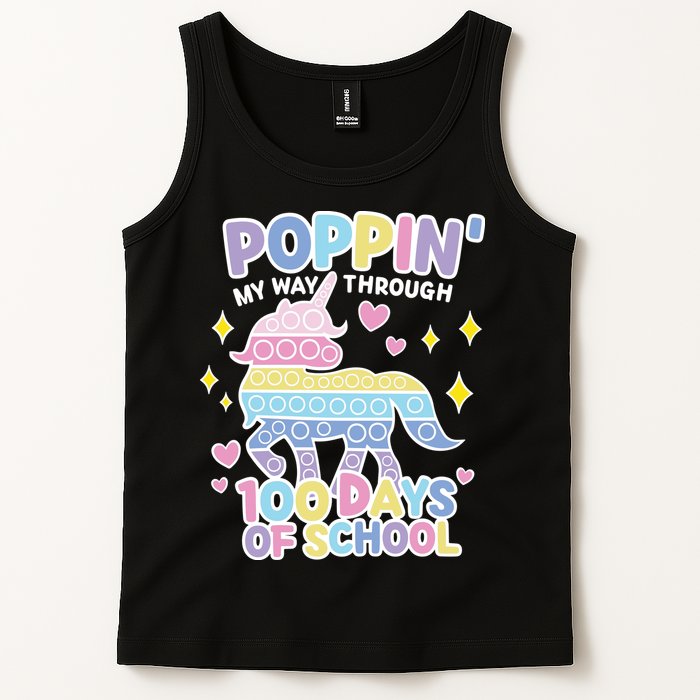 Poppin' My Way Through 100 Days Of School Rainbow Unicorn Fidget Toy Tank Top