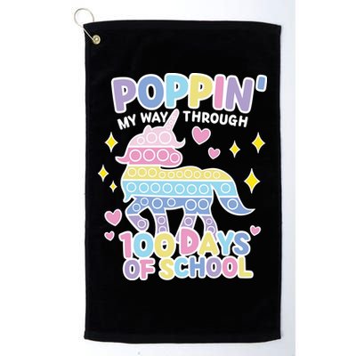 Poppin' My Way Through 100 Days Of School Rainbow Unicorn Fidget Toy Golf Towel