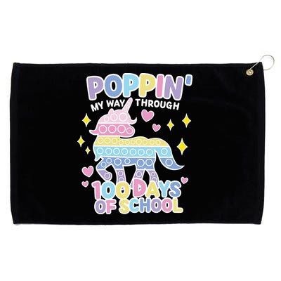 Poppin' My Way Through 100 Days Of School Rainbow Unicorn Fidget Toy Grommeted Golf Towel