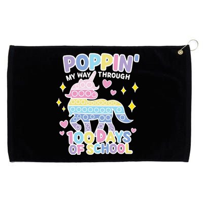 Poppin' My Way Through 100 Days Of School Rainbow Unicorn Fidget Toy Grommeted Golf Towel