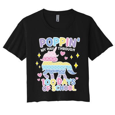 Poppin' My Way Through 100 Days Of School Rainbow Unicorn Fidget Toy Crop Top
