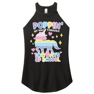 Poppin' My Way Through 100 Days Of School Rainbow Unicorn Fidget Toy Women's Perfect Tri Rocker Tank
