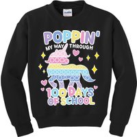 Poppin' My Way Through 100 Days Of School Rainbow Unicorn Fidget Toy Kids Sweatshirt