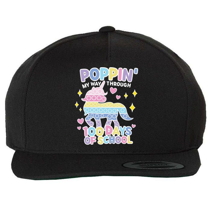 Poppin' My Way Through 100 Days Of School Rainbow Unicorn Fidget Toy Wool Snapback Cap