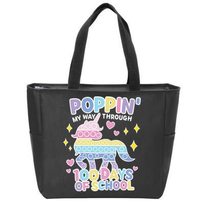 Poppin' My Way Through 100 Days Of School Rainbow Unicorn Fidget Toy Zip Tote Bag
