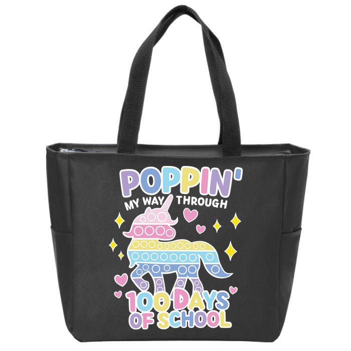 Poppin' My Way Through 100 Days Of School Rainbow Unicorn Fidget Toy Zip Tote Bag