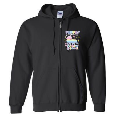 Poppin' My Way Through 100 Days Of School Rainbow Unicorn Fidget Toy Full Zip Hoodie