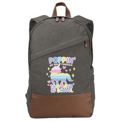 Poppin' My Way Through 100 Days Of School Rainbow Unicorn Fidget Toy Cotton Canvas Backpack