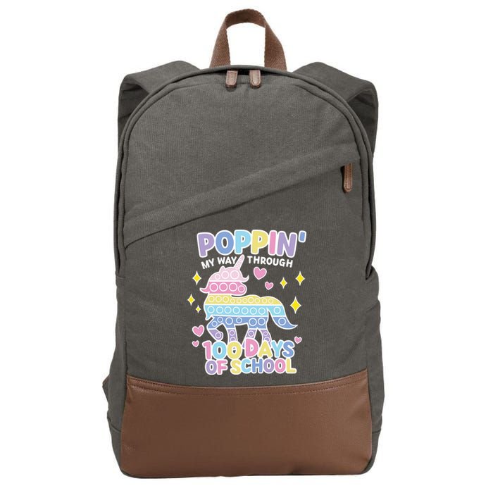 Poppin' My Way Through 100 Days Of School Rainbow Unicorn Fidget Toy Cotton Canvas Backpack