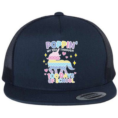 Poppin' My Way Through 100 Days Of School Rainbow Unicorn Fidget Toy Flat Bill Trucker Hat