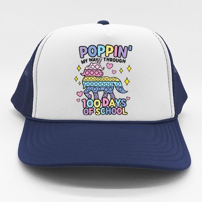 Poppin' My Way Through 100 Days Of School Rainbow Unicorn Fidget Toy Trucker Hat