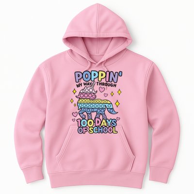 Poppin' My Way Through 100 Days Of School Rainbow Unicorn Fidget Toy Hoodie