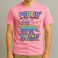 Poppin' My Way Through 100 Days Of School Rainbow Unicorn Fidget Toy T-Shirt