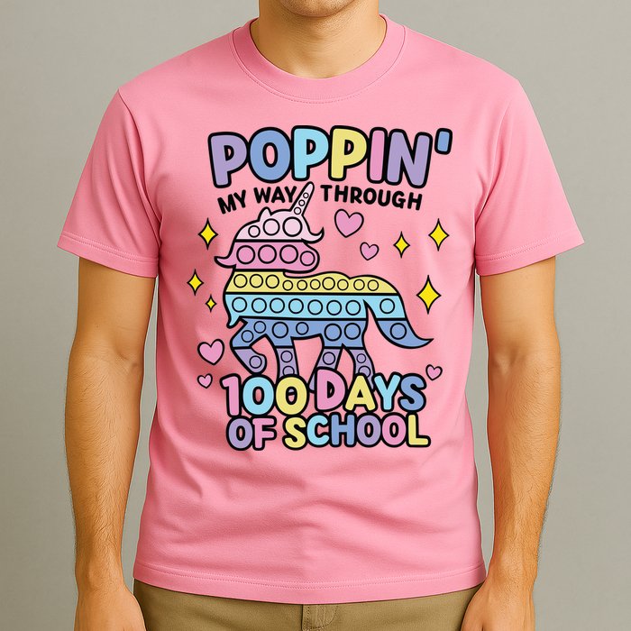 Poppin' My Way Through 100 Days Of School Rainbow Unicorn Fidget Toy T-Shirt