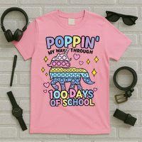 Poppin' My Way Through 100 Days Of School Rainbow Unicorn Fidget Toy T-Shirt