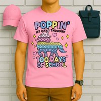 Poppin' My Way Through 100 Days Of School Rainbow Unicorn Fidget Toy T-Shirt