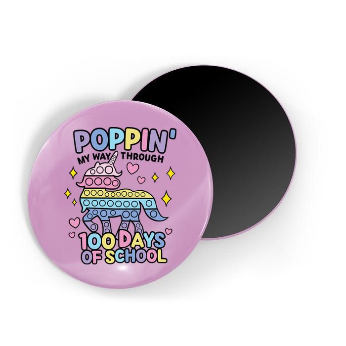 Poppin' My Way Through 100 Days Of School Rainbow Unicorn Fidget Toy Magnet