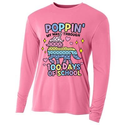 Poppin' My Way Through 100 Days Of School Rainbow Unicorn Fidget Toy Cooling Performance Long Sleeve Crew
