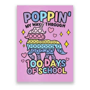 Poppin' My Way Through 100 Days Of School Rainbow Unicorn Fidget Toy Poster