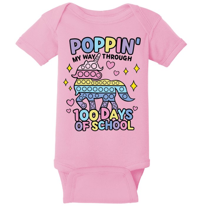 Poppin' My Way Through 100 Days Of School Rainbow Unicorn Fidget Toy Baby Bodysuit