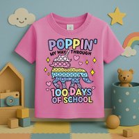 Poppin' My Way Through 100 Days Of School Rainbow Unicorn Fidget Toy Toddler T-Shirt