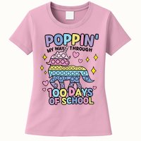 Poppin' My Way Through 100 Days Of School Rainbow Unicorn Fidget Toy Womens T-Shirt