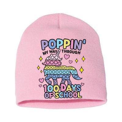 Poppin' My Way Through 100 Days Of School Rainbow Unicorn Fidget Toy Short Acrylic Beanie