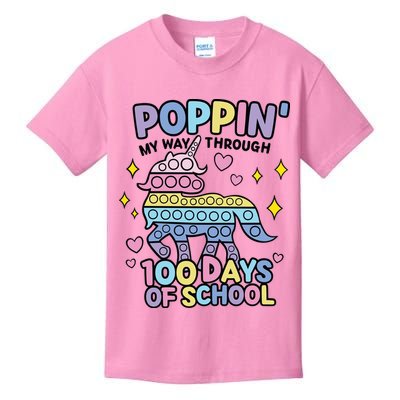 Poppin' My Way Through 100 Days Of School Rainbow Unicorn Fidget Toy Kids T-Shirt