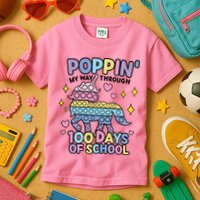 Poppin' My Way Through 100 Days Of School Rainbow Unicorn Fidget Toy Kids T-Shirt