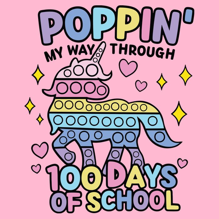 Poppin' My Way Through 100 Days Of School Rainbow Unicorn Fidget Toy Kids T-Shirt