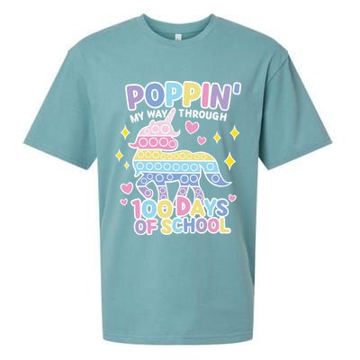 Poppin' My Way Through 100 Days Of School Rainbow Unicorn Fidget Toy Sueded Cloud Jersey T-Shirt