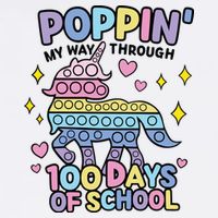 Poppin' My Way Through 100 Days Of School Rainbow Unicorn Fidget Toy Garment-Dyed Sweatshirt