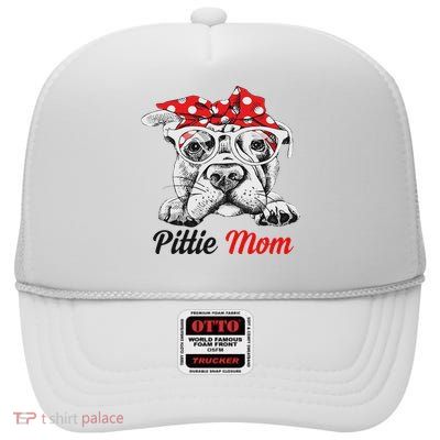 Pittie Mom With Red Bandana Headband Dog Mom Mothers Day High Crown Mesh Back Trucker Hat