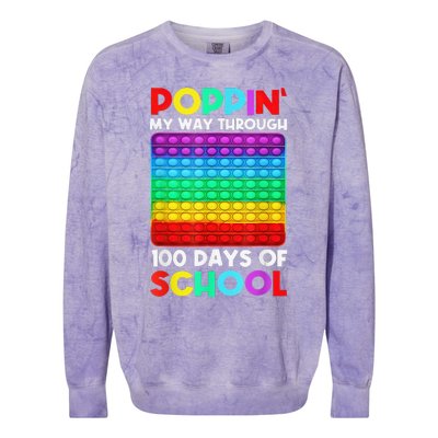 Poppin' My Way Through 100 Days Of School Happy 100th Day Colorblast Crewneck Sweatshirt