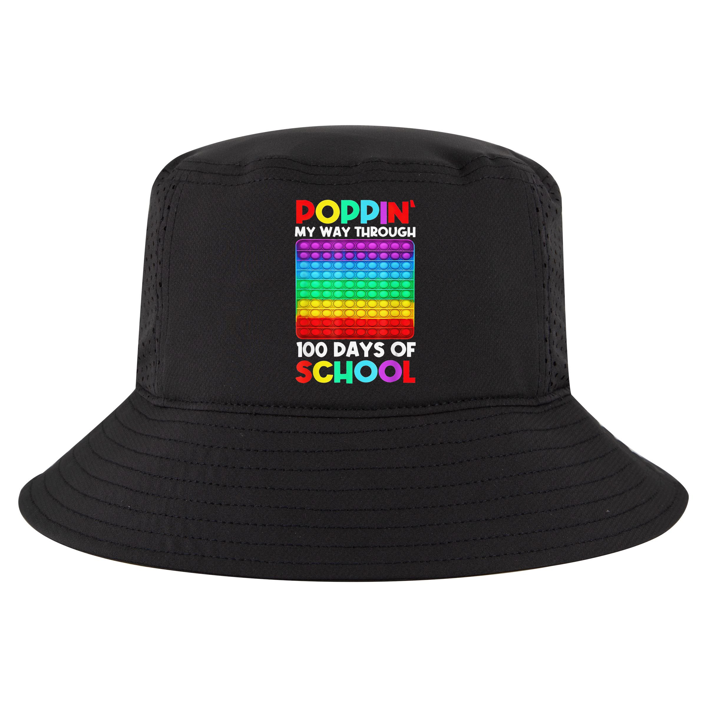 Poppin' My Way Through 100 Days Of School Happy 100th Day Cool Comfort Performance Bucket Hat