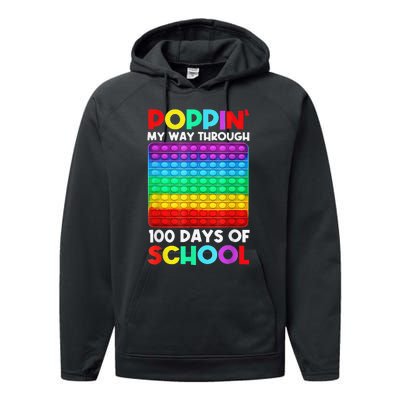 Poppin' My Way Through 100 Days Of School Happy 100th Day Performance Fleece Hoodie