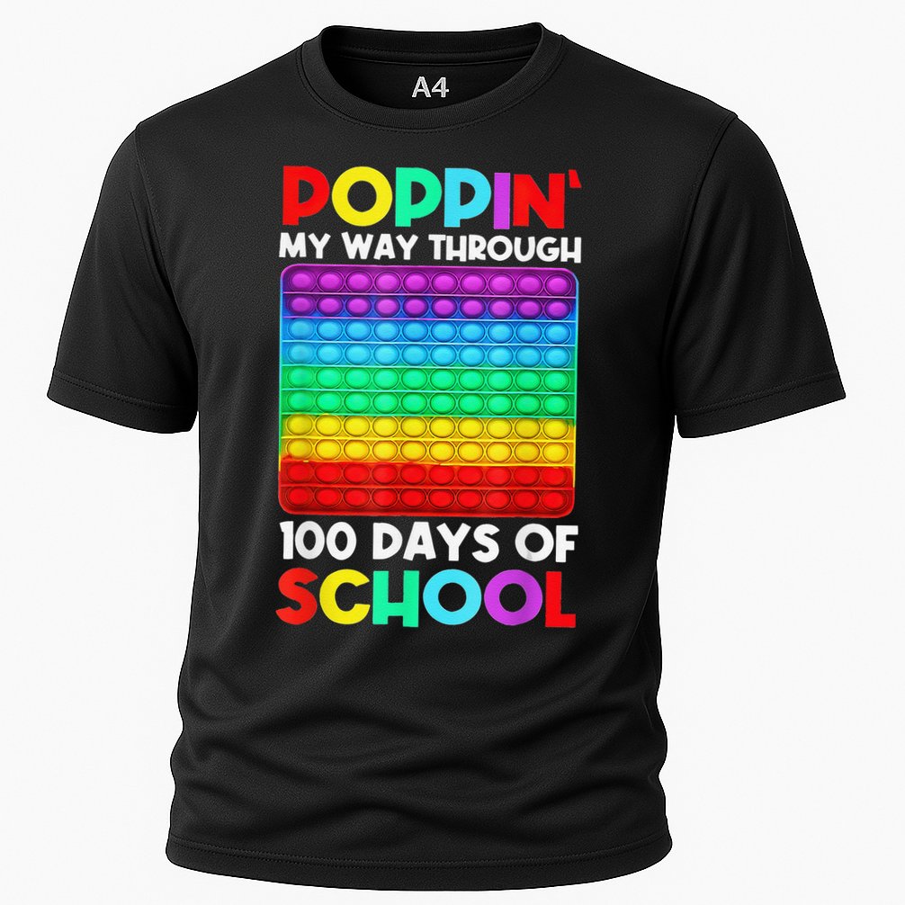 Poppin' My Way Through 100 Days Of School Happy 100th Day Cooling Performance Crew T-Shirt