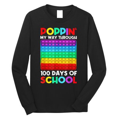 Poppin' My Way Through 100 Days Of School Happy 100th Day Long Sleeve Shirt