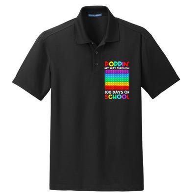 Poppin' My Way Through 100 Days Of School Happy 100th Day Dry Zone Grid Polo