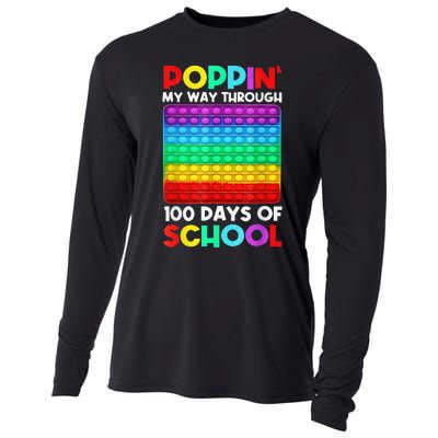 Poppin' My Way Through 100 Days Of School Happy 100th Day Cooling Performance Long Sleeve Crew